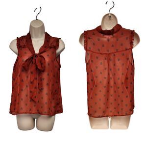 Band of Gypsies Owl Print Sleeveless Blouse Size Medium Multicolor Brown/Blue